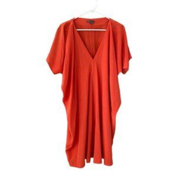 Vince red orange v-neck dolman sleeve silk minidress - Size Large - Picture 2 of 4